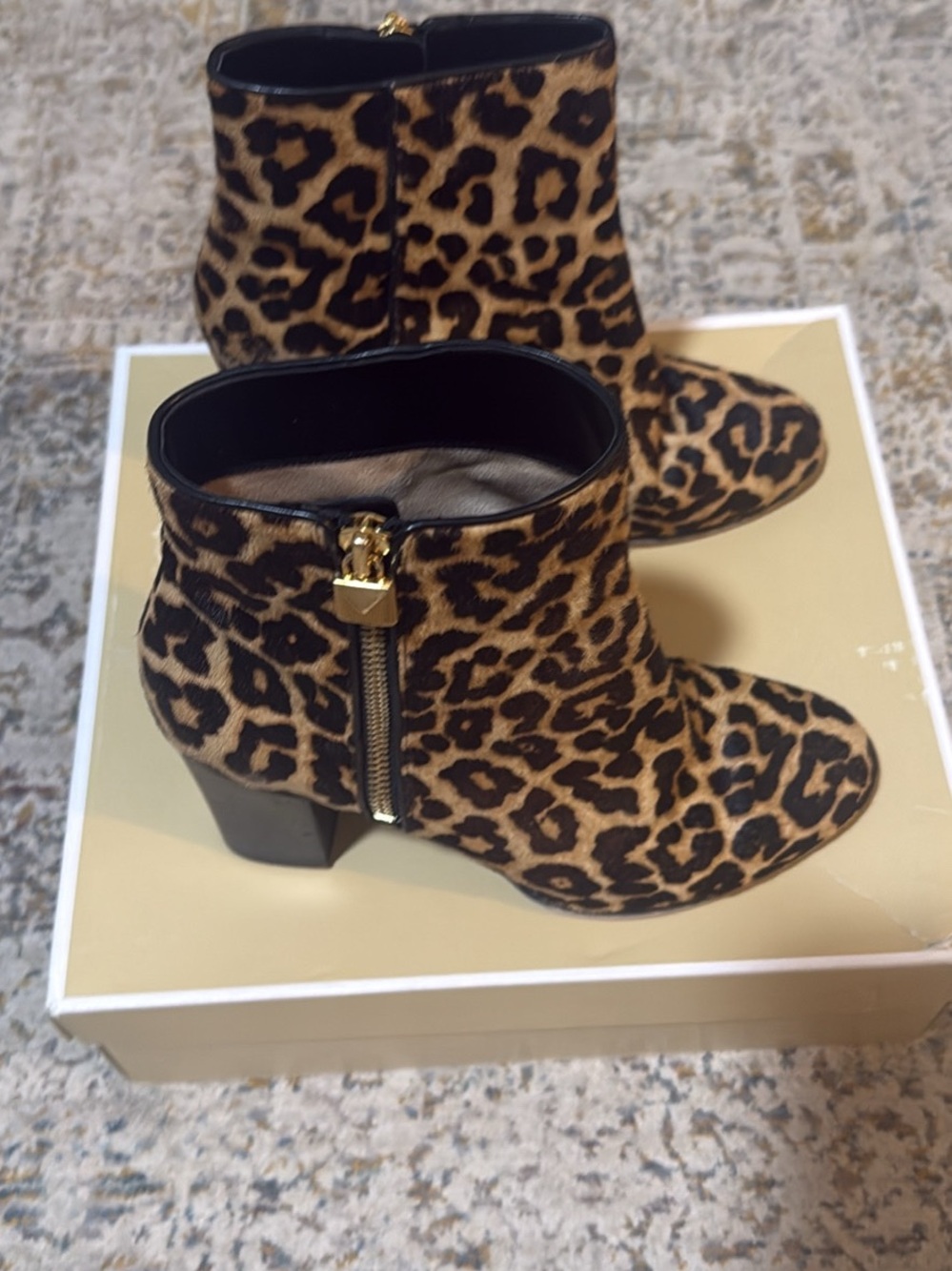MICHAEL Michael Kors Leopard-Print Ankle Booties in Brown and Black - Picture 3 of 5